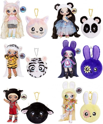 Na! Na! Na! Surprise 2-in-1 Fashion Doll & Plush Pom with Confetti Balloon Paula Purrfect