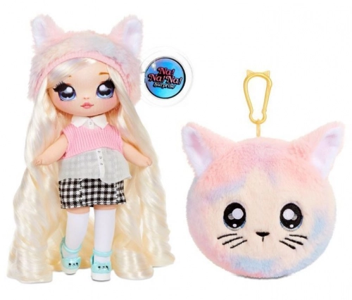 Na! Na! Na! Surprise 2-in-1 Fashion Doll & Plush Pom with Confetti Balloon Paula Purrfect