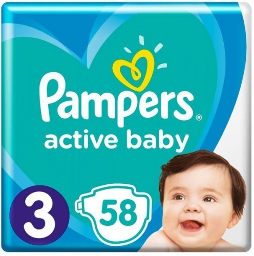 Pampers Active Baby autiņbiksītes 3. izmērs 58 gab.