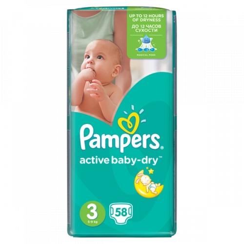 Pampers Active Baby autiņbiksītes 3. izmērs 58 gab.