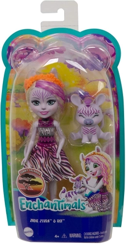 Royal Enchantimals Zadie Zebra & Ribbon Lelle ar dzīvniekiem GTM27