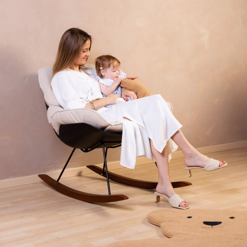 Šūpuļkrēsls māmiņai CHILDHOME Rocking Lounge White grey