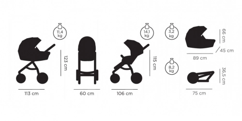 TUTIS VIVA Life Deep Taupe 078 Bērnu rati 3in1