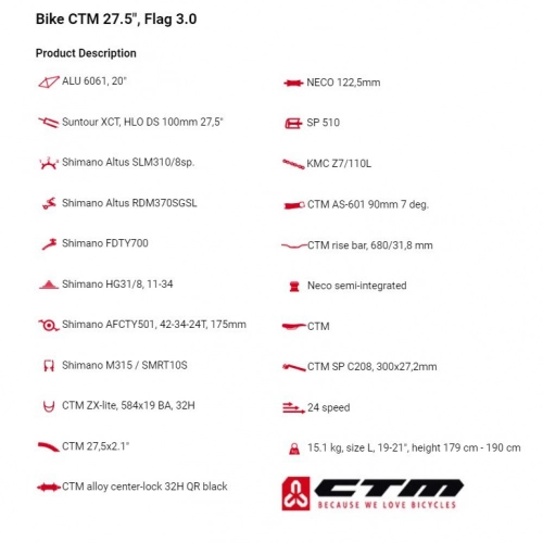 Vīriešu velosipēds CTM Flag 3.0 27.5"