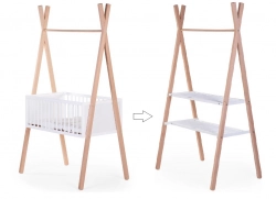 Childhome TIPI 2in1 White Natural Bērnu Šūpulis 50x90 + Drēbju pakaramais