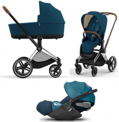 Cybex Priam 4.0 + Cloud Z2 I-size Chrome brown frame Mountain Blue Детская коляска 3in1
