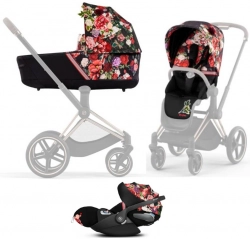 Cybex Priam 4.0 + Cloud Z2 I-size Chrome brown frame Spring Blossom Dark Детская коляска 3in1