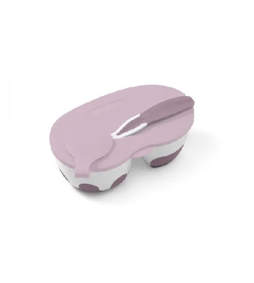Bērnu ceļojumu bļoda-konteiners ar karoti BABY ONO 1067/02 pink