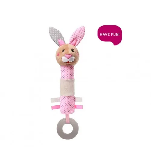 Bērnu grabulis ar pīkstuli un zobu riņķi BabyOno BUNNY JULIA 621