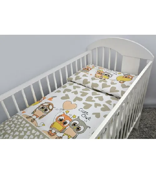Bērnu gultas veļa: 2 daļas virspalags+spilvendrāna ANKRAS OWLS-HEARDS K-2 beige