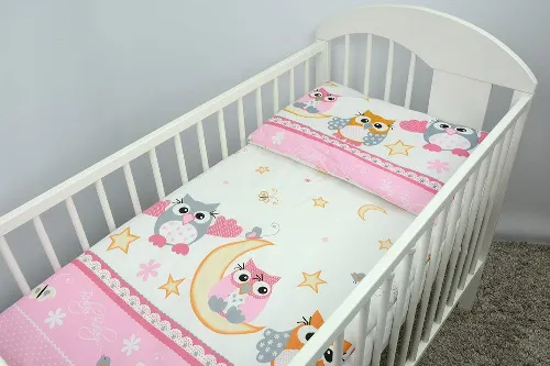 Bērnu gultas veļa: 2 daļas virspalags+spilvendrāna ANKRAS OWLS K-2 pink 205.135P