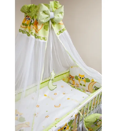 Bērnu gultas veļa: 6 daļas ANKRAS OWLS Green K-6