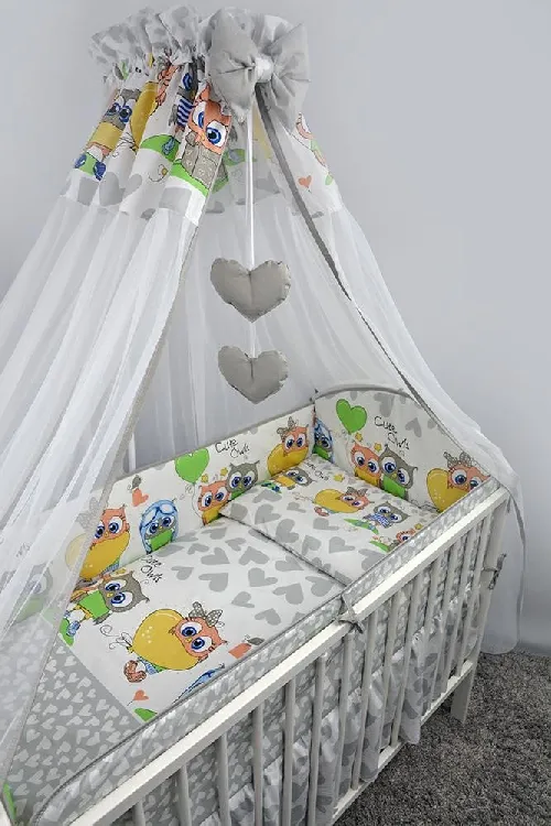 Bērnu gultas veļa: 6 daļas Ankras OWLS-HEARDS K-6 grey (135, 360)