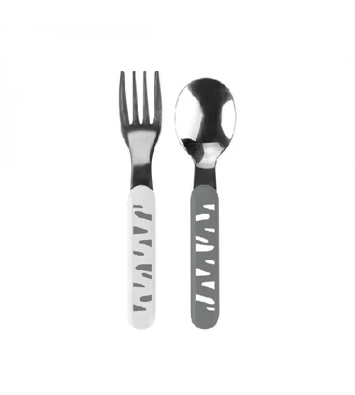 Bērnu karote un dakša tērauda Babyono grey