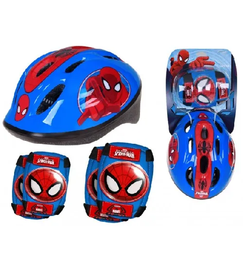 Bērnu ķivere + Aizsargu komplekts SPIDERMAN SP0603