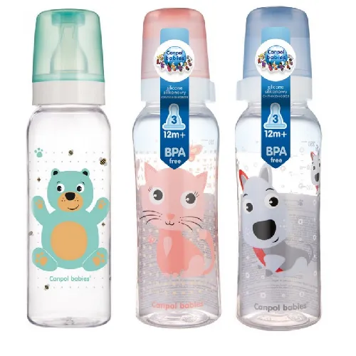 Bērnu pudele 250ml Canpol Jautrie Zvēriņi 841