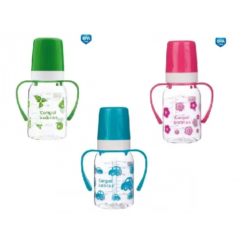 Bērnu pudele ar rokturiem 120ml Canpol Animals 821
