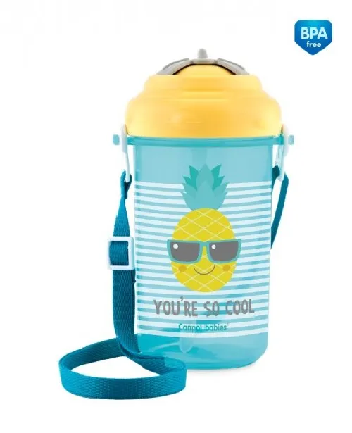 Bērnu pudele ar salmiņu 400ml Canpol FOREST FRIENDS yellow 102