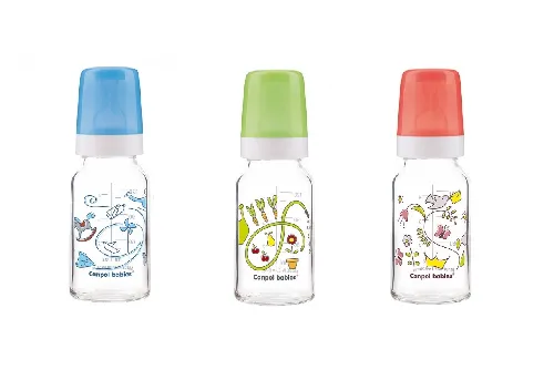 Bērnu pudele stikla ar dekoru 120ml Canpol 202