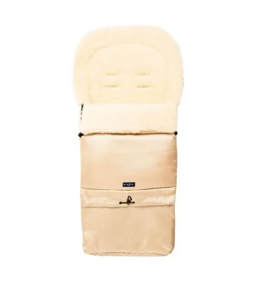 Bērnu ratu guļammaiss ar aitas vilnas oderi Womar SLEEP&GROW Wool Light beige S20-001