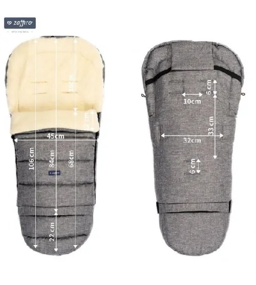 Bērnu ratu guļammaiss Womar iGROW Wool Black S20m-011