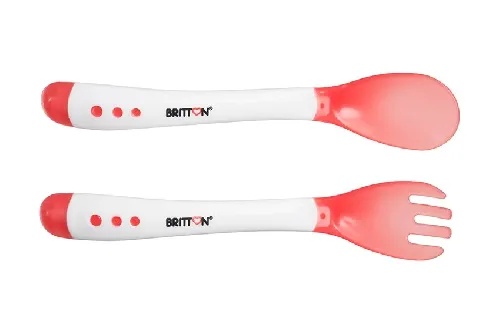 Britton Heat Sensing Feeding Fork & Spoon Termojūtīgas komplekts Karote+dakša