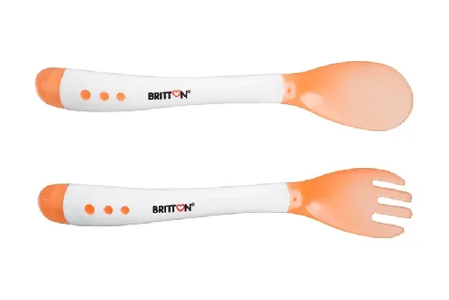 Britton Heat Sensing Feeding Fork & Spoon Termojūtīgas komplekts Karote+dakša
