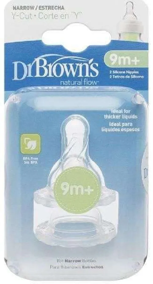 Dr.Browns Knupīši pudelītēm ar šauru kakliņu, paredzēti biezām sulām un biezeņiem no 9+ (2 gab.)