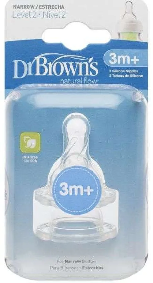 Dr.Browns Wide Neck Barošanas pudeļu knupīši ar regulējamu tecēšanas ātrumu no 3+ (2 gab.)