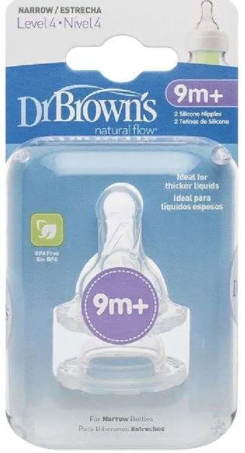 Dr.Browns Wide Neck Barošanas pudeļu knupīši ar regulējamu tecēšanas ātrumu no 9+ (2 gab.)