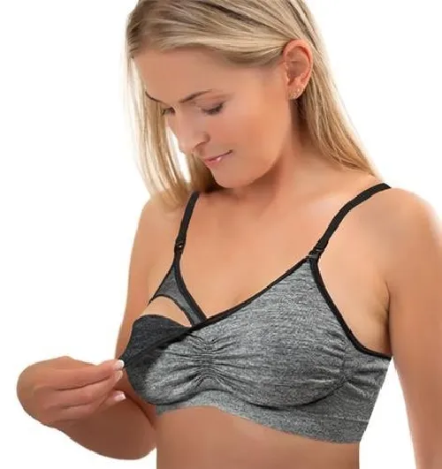 Grūtnieču un barošanas krūšturis Bezvīļu BabyOno grey melange 506