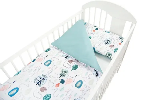 Bērnu gultas veļa: 2 daļas virspalags + spilvendrāna Ankras HEDGEHOG PATH green K-2
