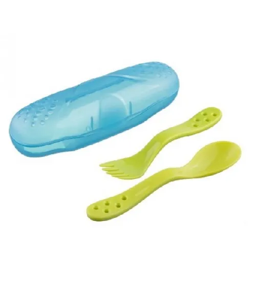 Karote un dakšiņa futrālī AKUKU blue/green A0305