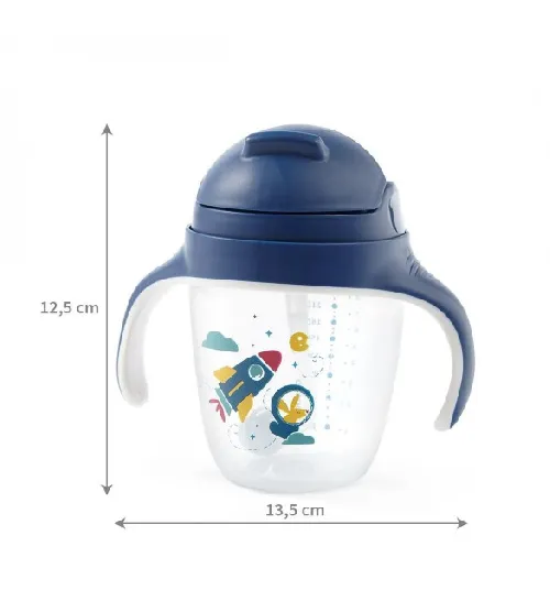 Krūzīte ar salmiņu 240 ml BabyOno 1464/01 blue