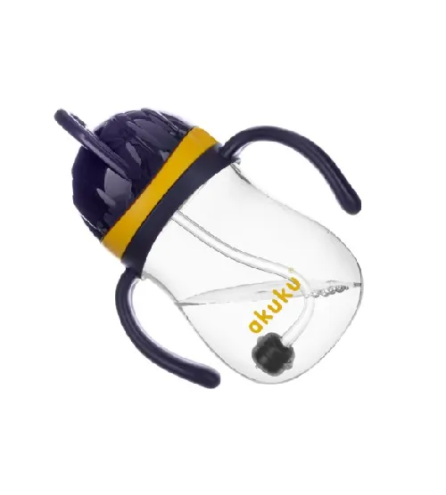 Krūzīte ar salmiņu 280 ml AKUKU A0165 blue/yellow
