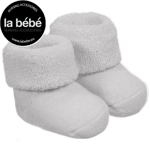 La Bebe Eco Cotton Baby Socks with rubber grip Beige-Grey Dabīgas kokvilnas mazuļu zeķītes
