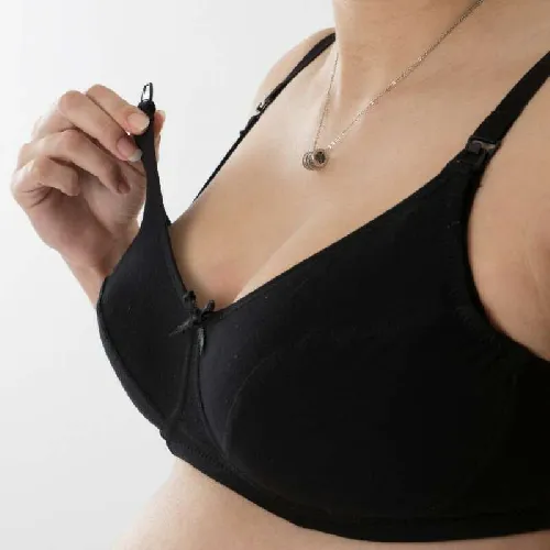 La Bebe Lingerie Basic Bio Cotton Black Grūtnieču/barošanas krūšturis ar atpogājamu lencīti