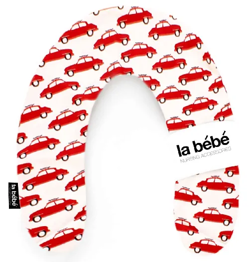 La Bebe Rich Cotton Nursing Maternity Pillow Cars Red-White pakaviņš mazuļa barošanai, gulēšanai