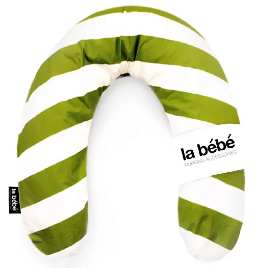 La Bebe Rich Cotton Nursing Maternity Pillow  White-Green Pakaviņš mazuļa barošana, gulēšanai