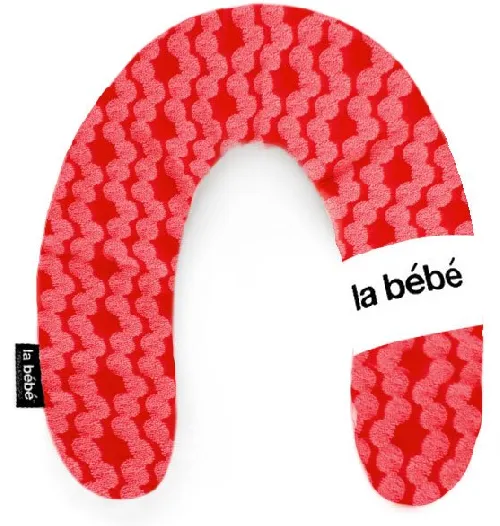 La Bebe Rich Cotton Nursing Maternity Pillow White Red ornament Pakaviņš pakavs mazuļa barošanai, gulēšanai 30x175cm