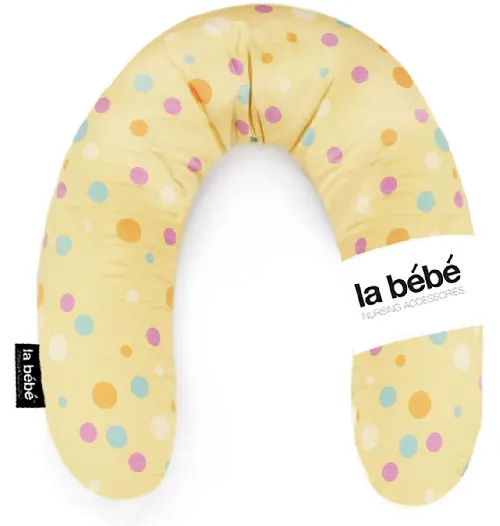 La Bebe Rich Cotton Nursing Maternity Pillow Yellow Dots Pakaviņš pakavs mazuļa barošanai 30x175cm