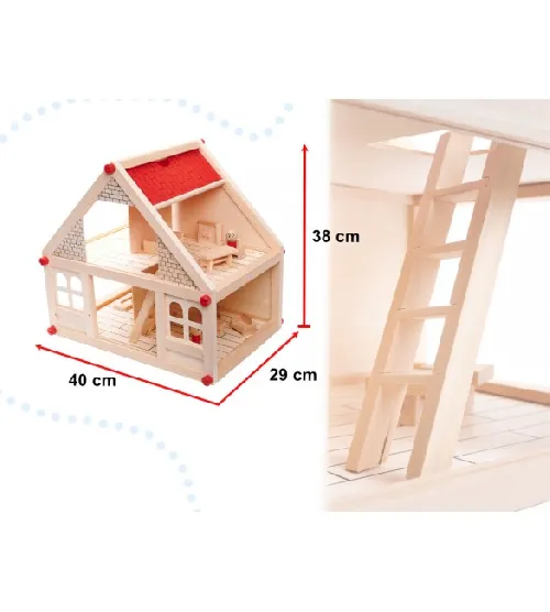 Leļļu māja koka villa 40 cm KX6486/1