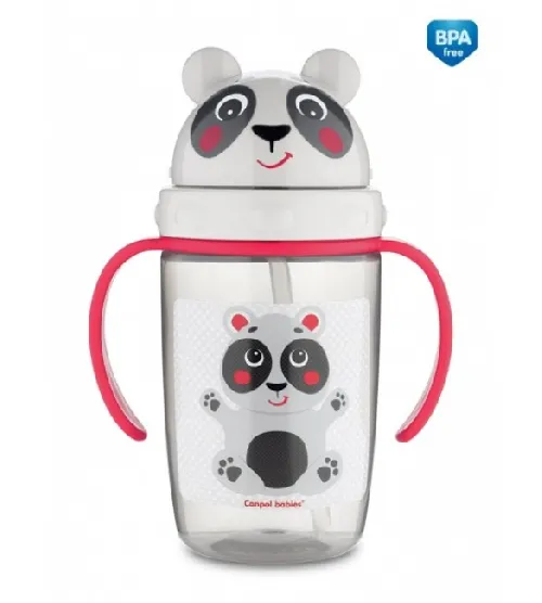 Mācību krūze ar caurulīti 400 ml Canpol HELLO LITTLE beige 56/500