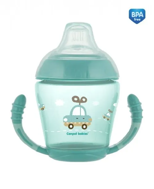 Mācību krūze ar silikona uzgali 230 ml Canpol TOYS turkus 56/502