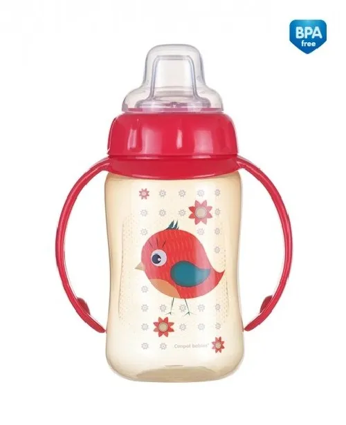 Mācību krūze Canpol CUTE ANIMALS ar silikona uzgali 56/512 red
