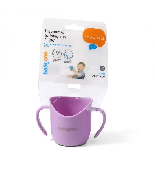 Mācību krūze ergonomiskā 120 ml BabyOno FLOW violet 1463/05