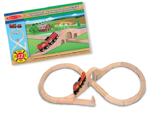 Melissa&Doug Train Set 8 Figure Koka dzelzceļš 22 gab.