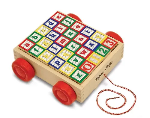 Melissa&Doug Wooden ABC Koka ķerra ar klucīšiem