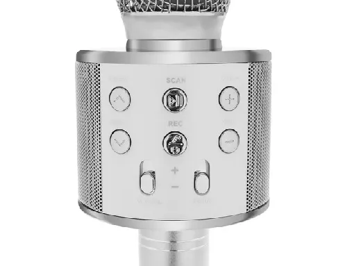 Mikrofons KARAOKE ar skaļruni silver 22188