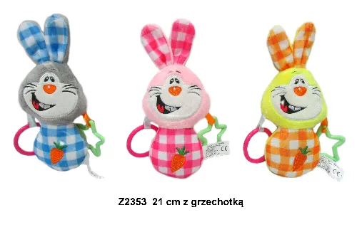 Mīkstā rotaļļieta ar grabuli Zaķītis 21 cm SUN DAY Z2353